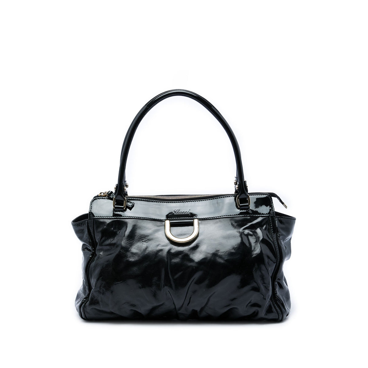 Gucci Patent Abbey D Ring Tote — Black