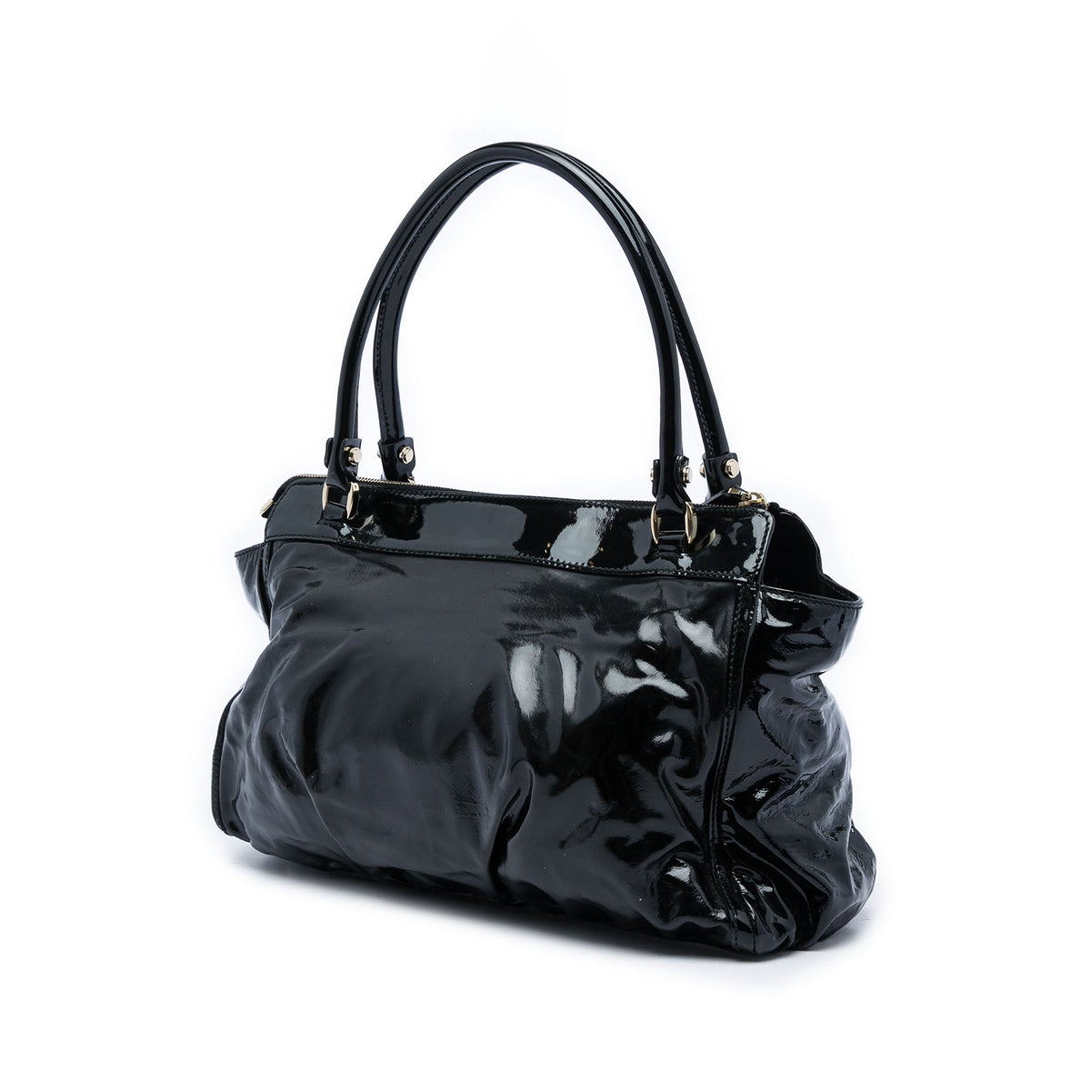 Gucci Patent Abbey D Ring Tote — Black