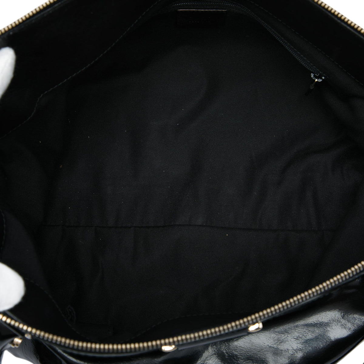 Gucci Patent Abbey D Ring Tote — Black