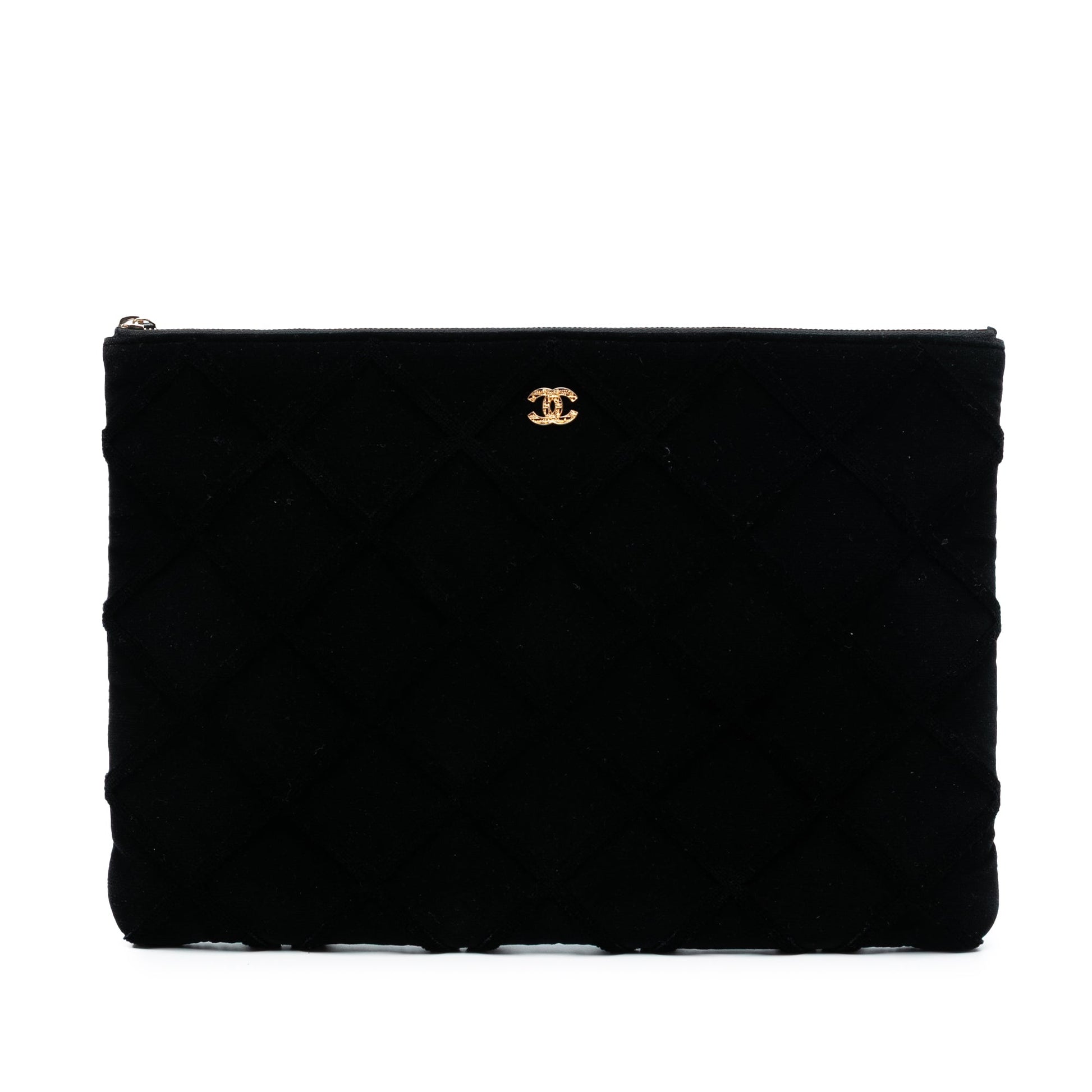 Chanel Large Quilted Velvet O Case Clutch