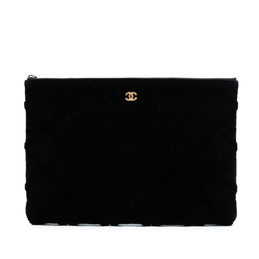 Chanel Large Quilted Velvet O Case Clutch