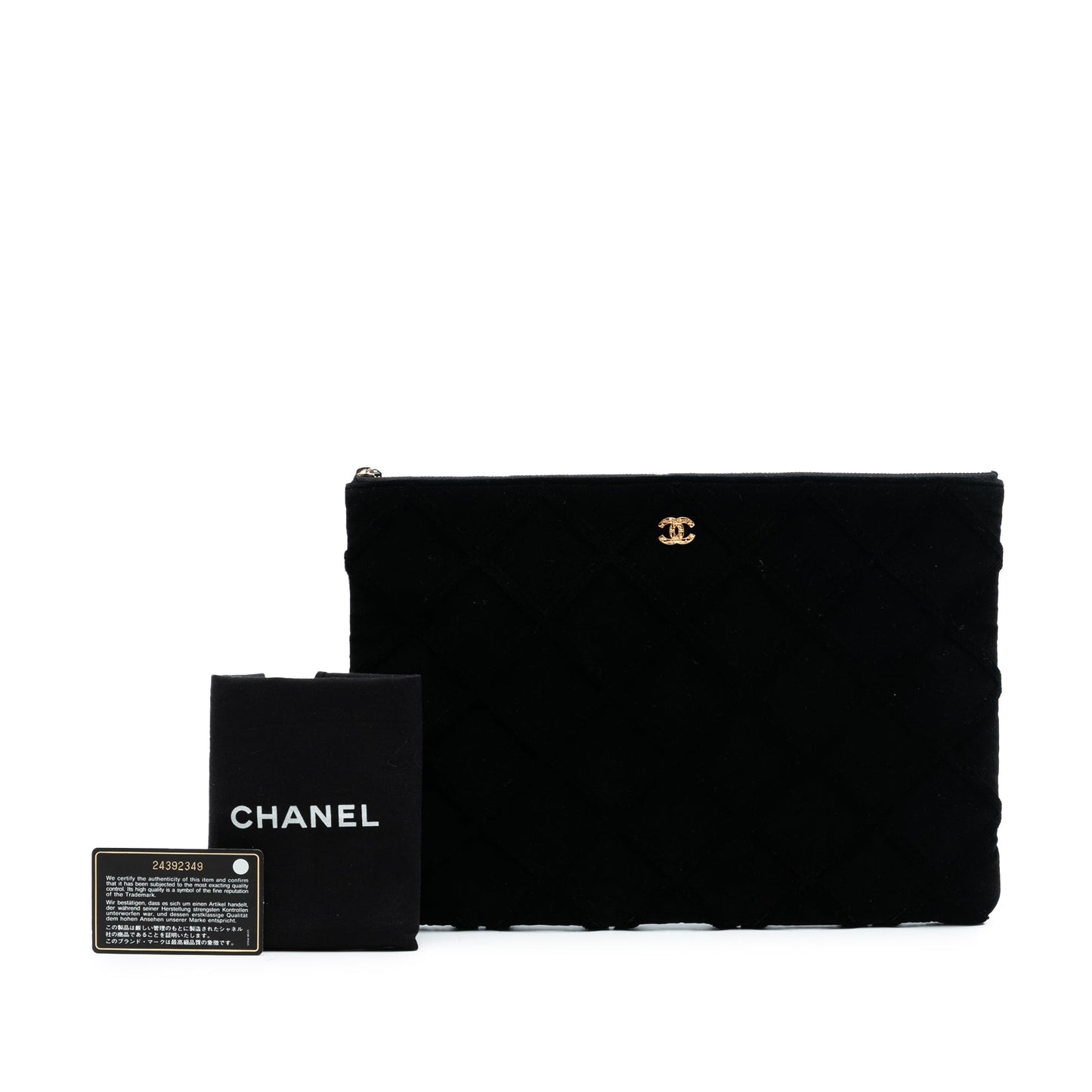 Chanel Large Quilted Velvet O Case Clutch