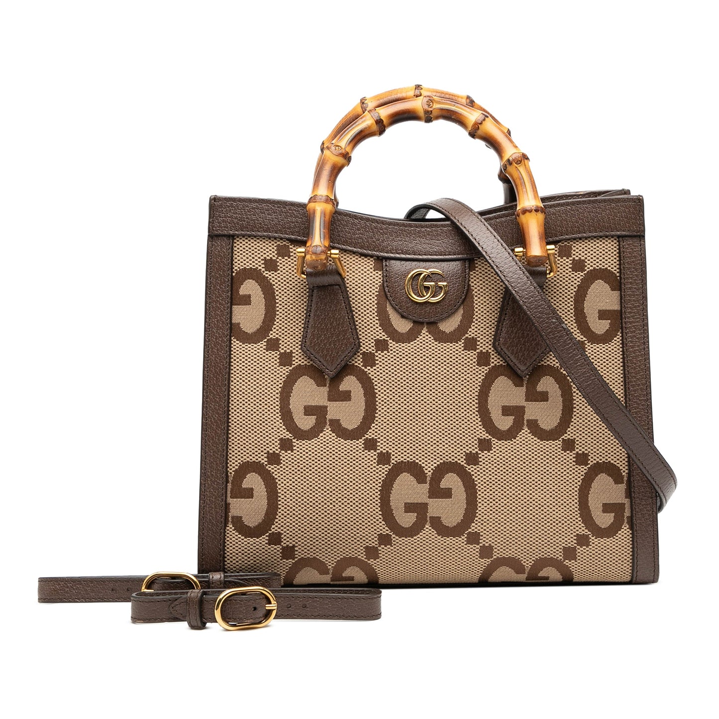 Gucci Medium Jumbo GG Canvas Bamboo Diana Satchel