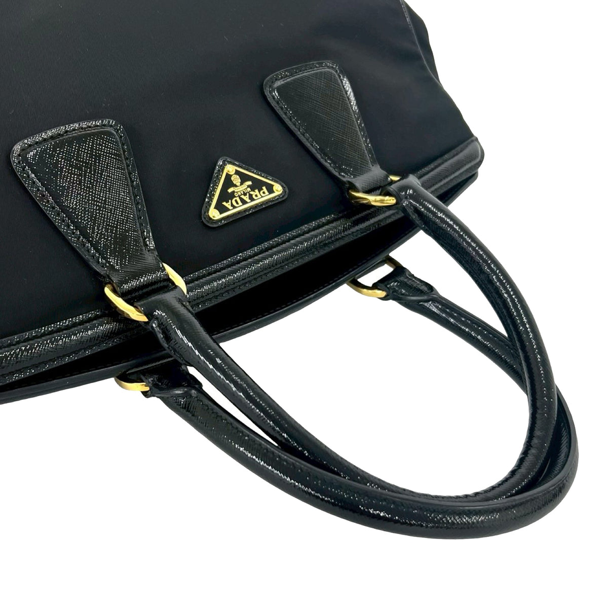 Prada Saffiano Trimmed Tessuto Handbag