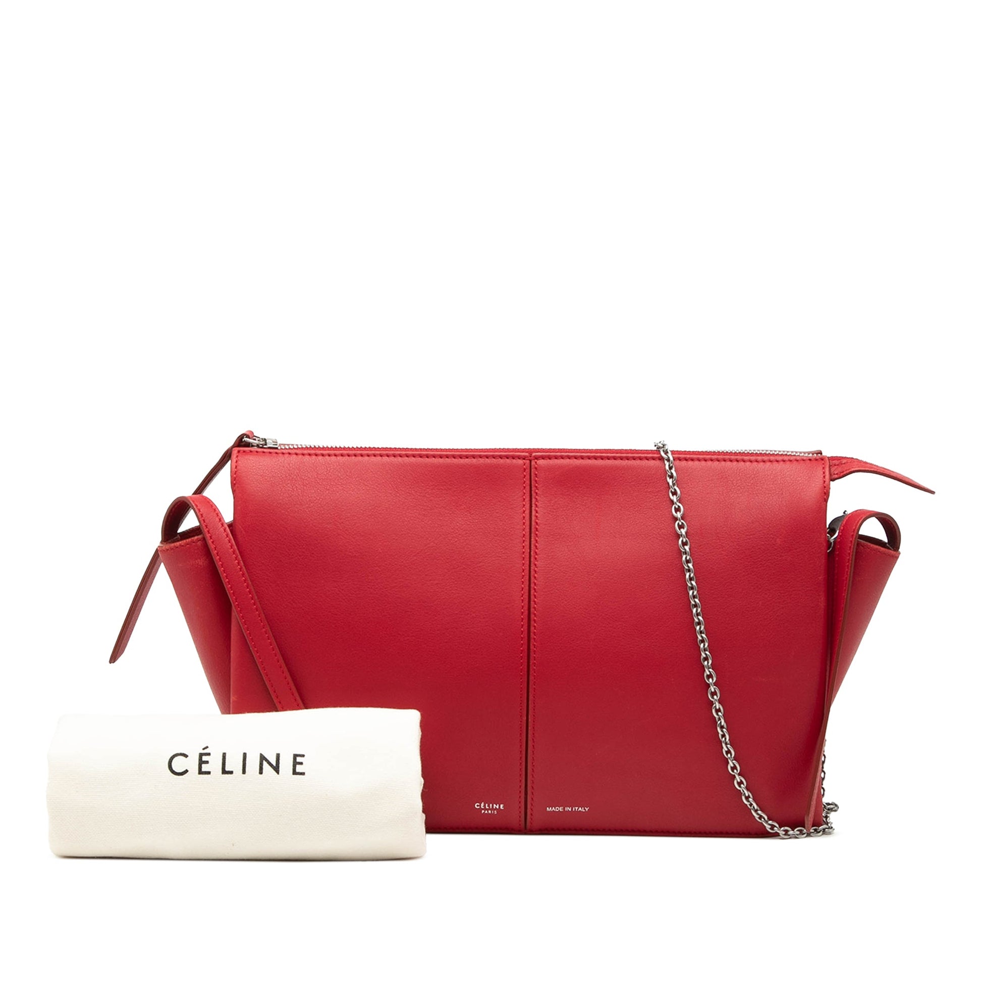 Celine Trifold Leather Clutch On Chain