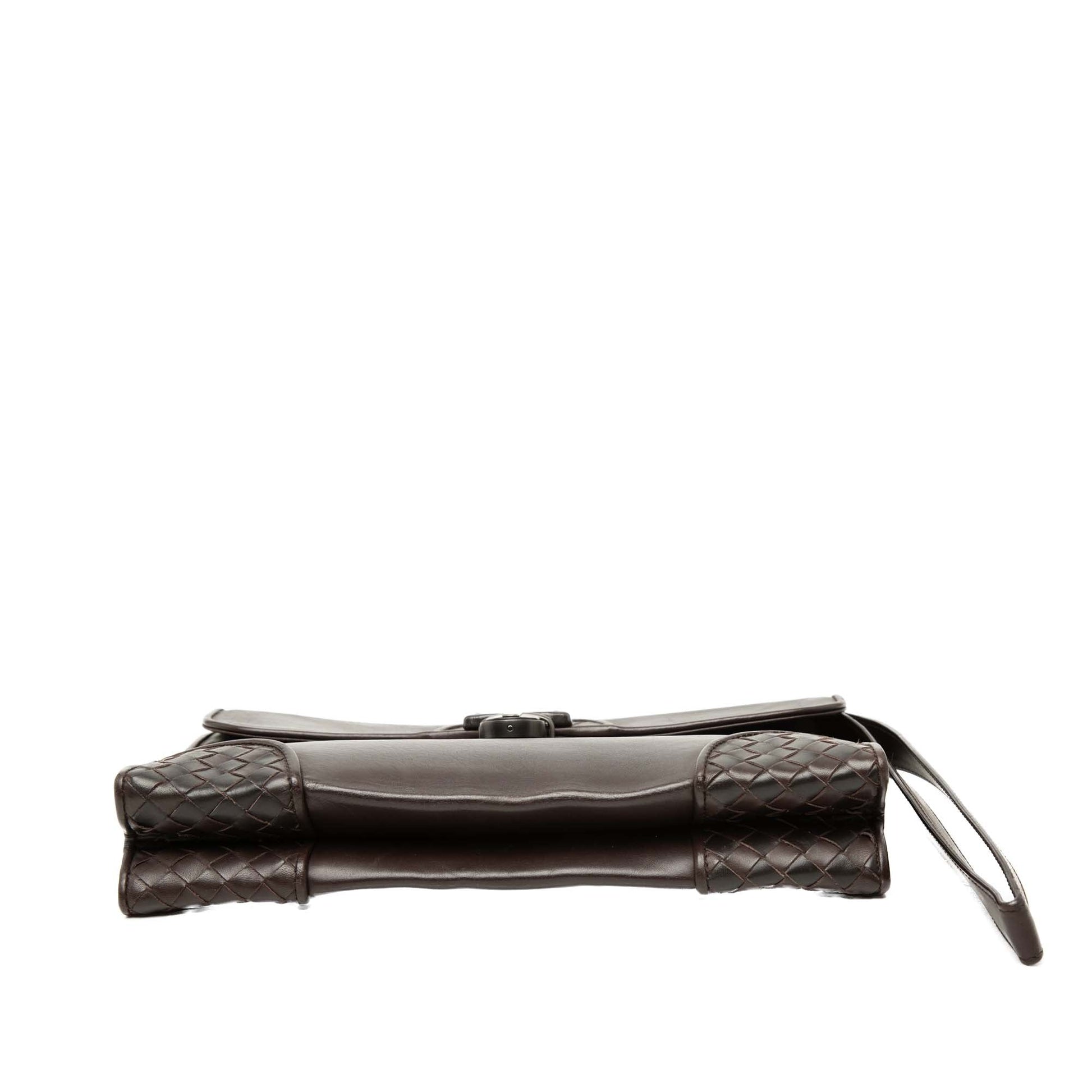 Bottega Veneta Intrecciato Trimmed Leather Clutch