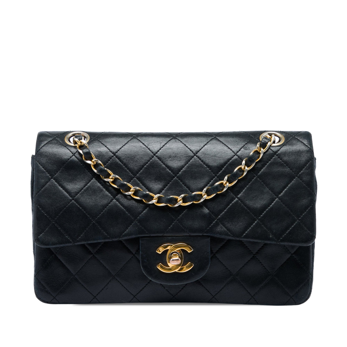 Chanel Small Classic Lambskin Double Flap — Black