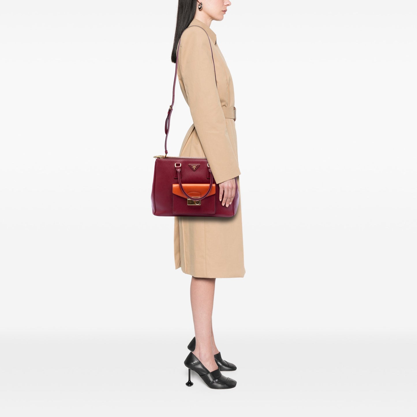 Prada Saffiano Lux Galleria Double Zip Front Pocket Satchel