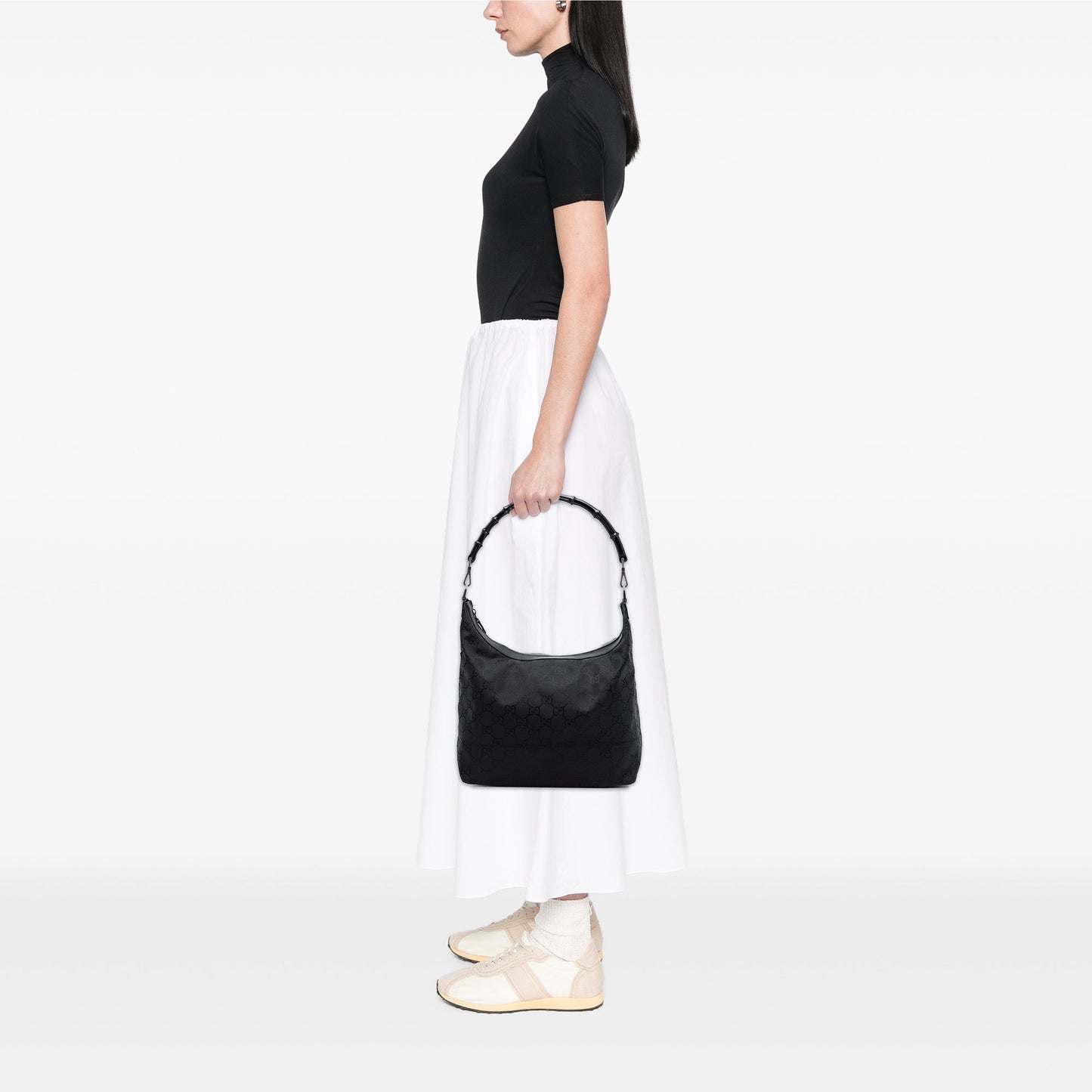 Gucci GG Nylon Bamboo Shoulder Bag