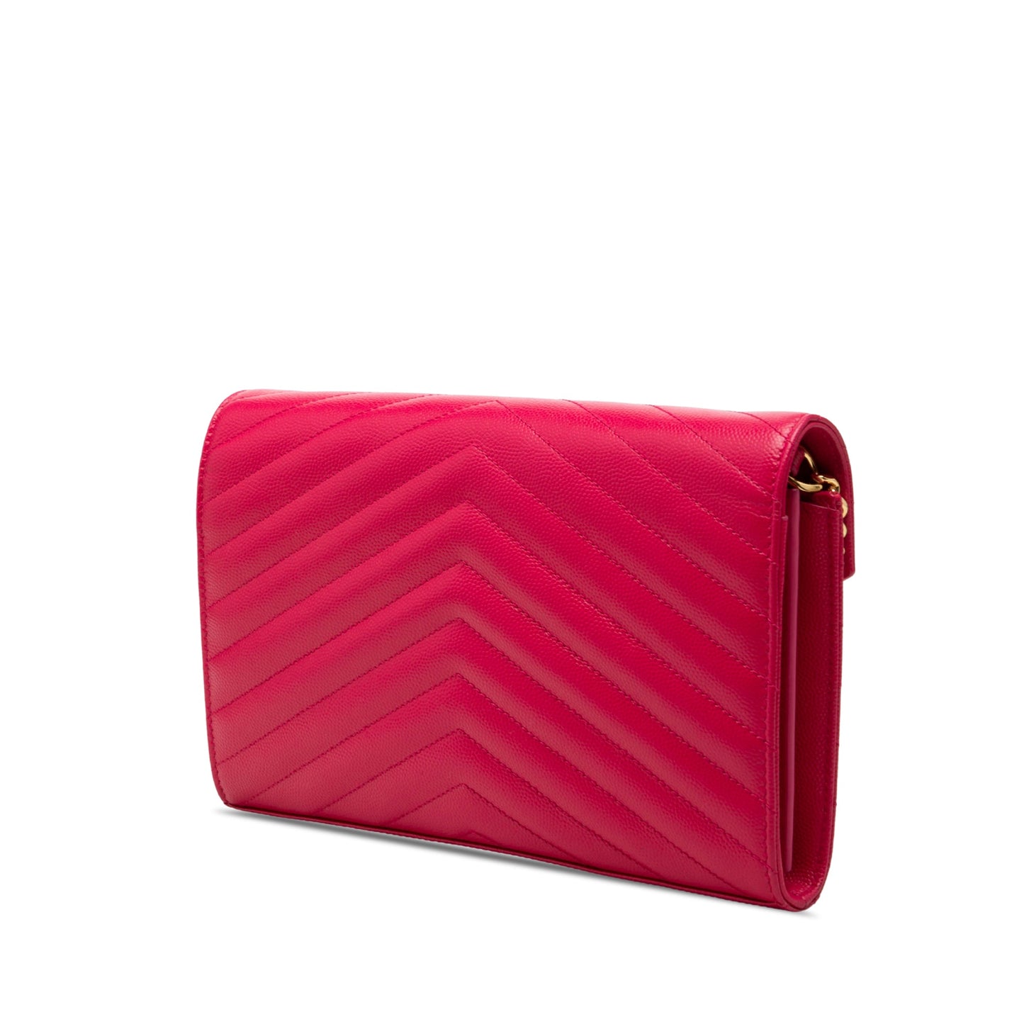 Saint Laurent Grain De Poudre Chevron Monogram Envelope Chain Wallet