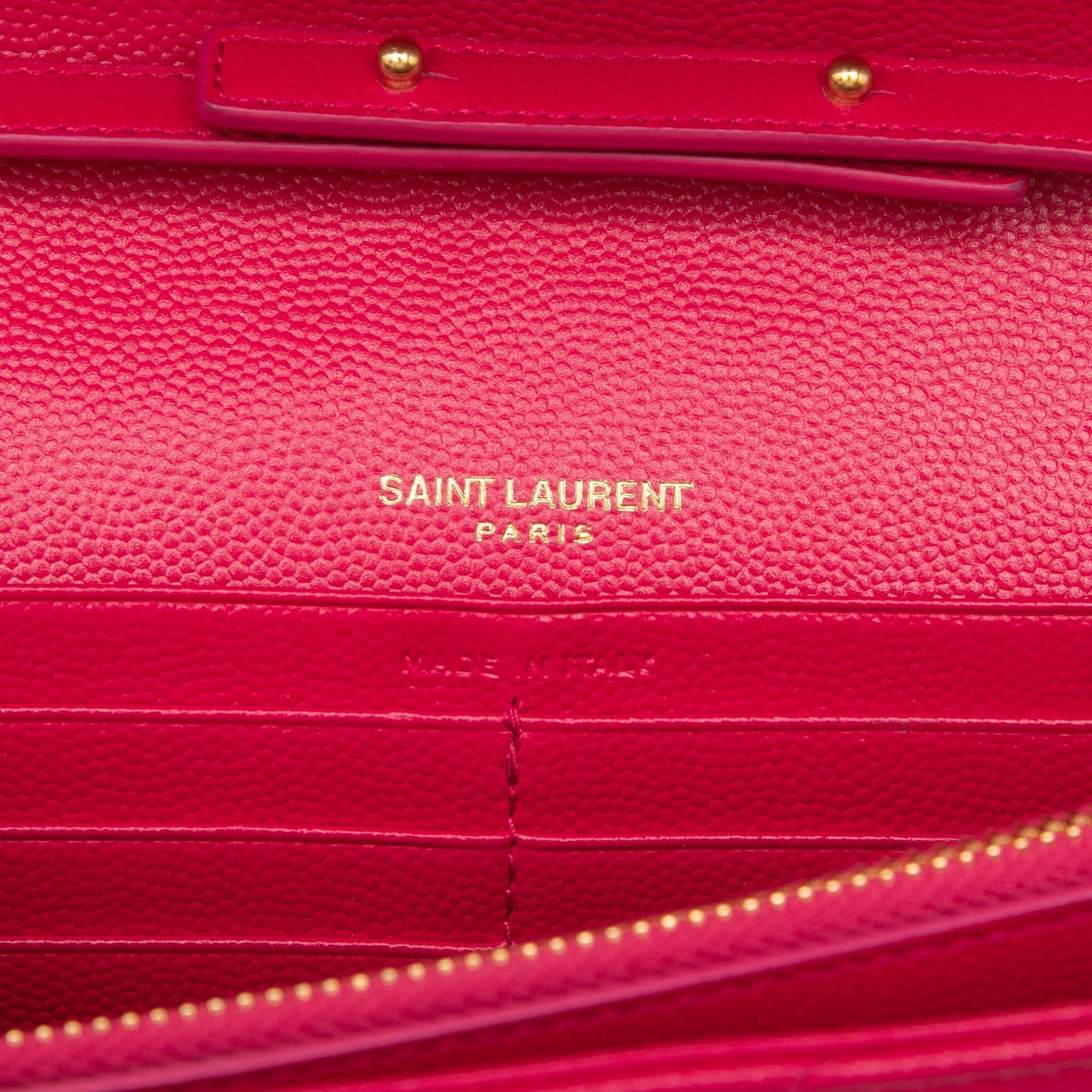 Saint Laurent Grain De Poudre Chevron Monogram Envelope Chain Wallet