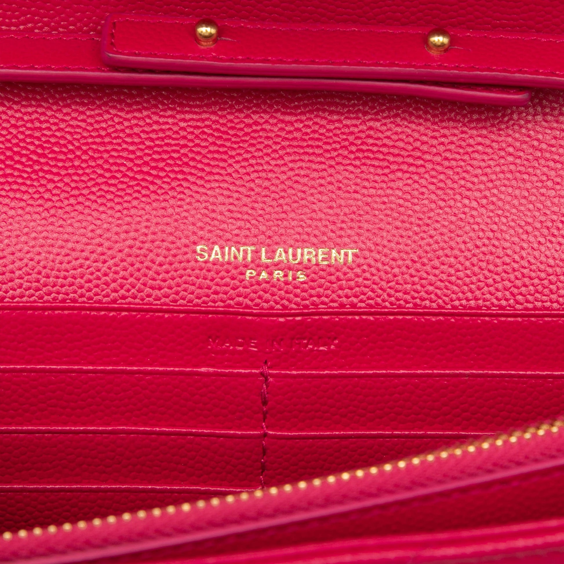 Saint Laurent Grain De Poudre Chevron Monogram Envelope Chain Wallet