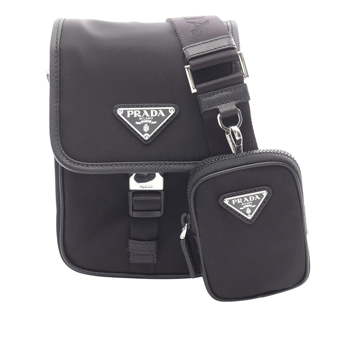 Prada Saffiano Trimmed Re Nylon Crossbody Bag