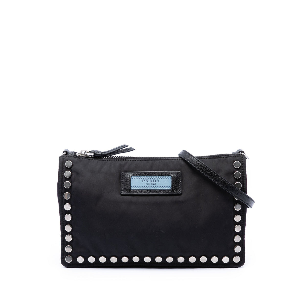Prada Tessuto Studded Etiquette Shoulder Bag