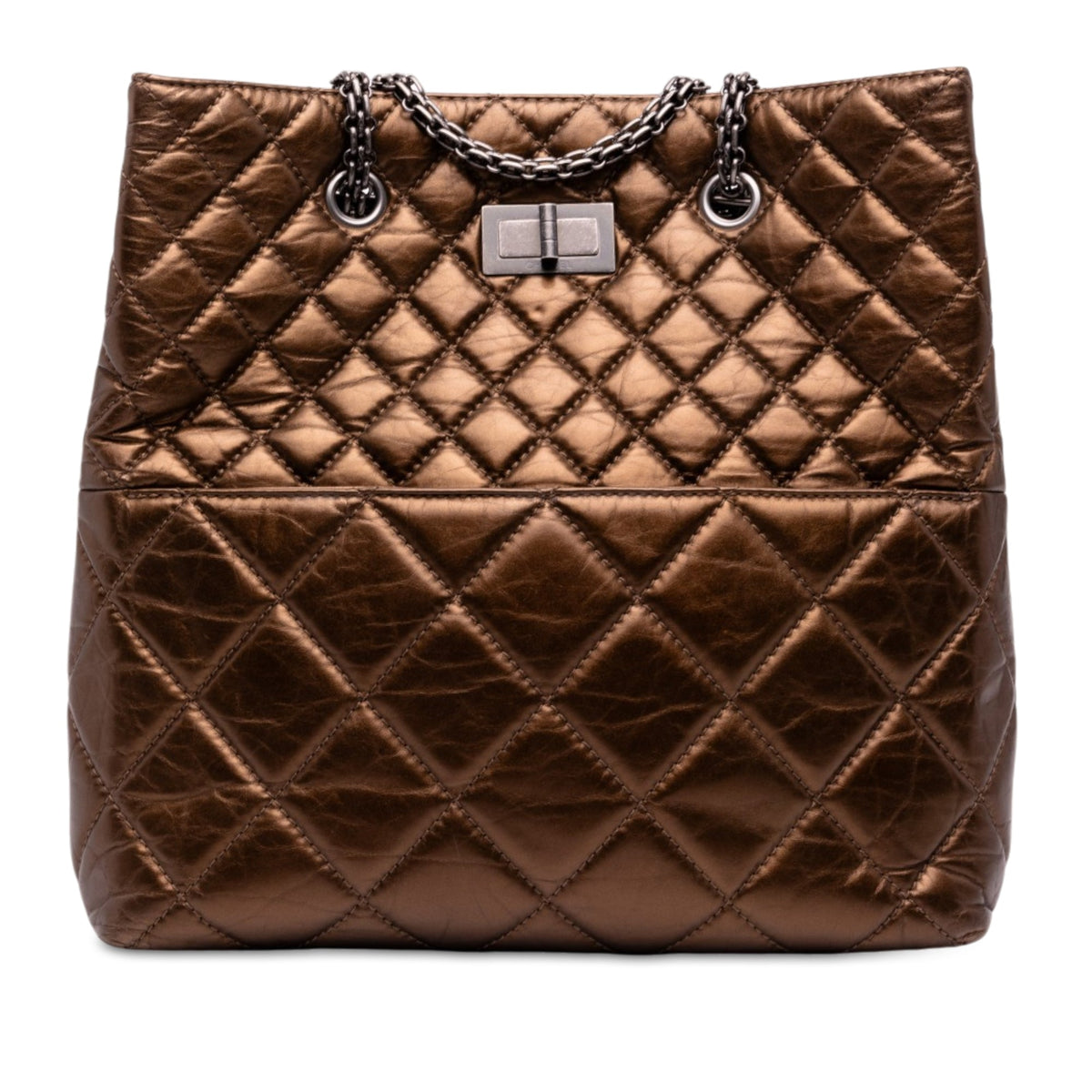 Chanel Quilted Metallic Aged Calfskin Reissue 2.55 Tote