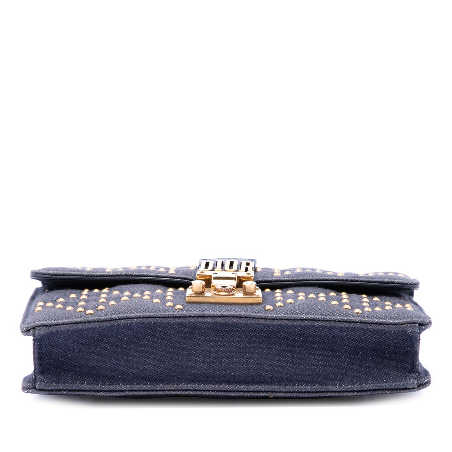 Dior Denim Cannage Studded DiorAddict Wallet on Chain