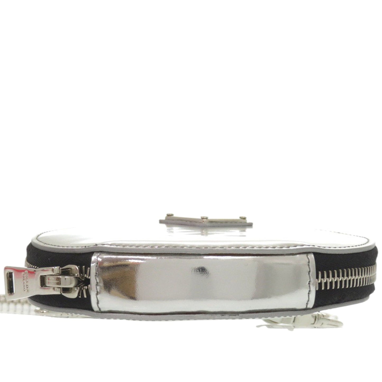 Prada Spazzolato Round Chain Coin Crossbody