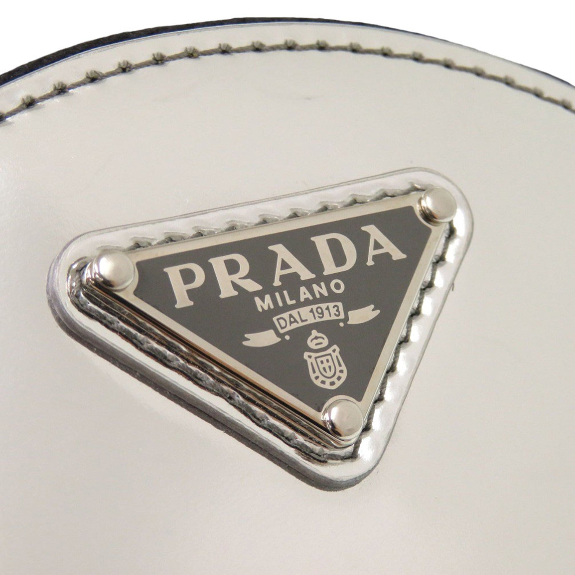 Prada Spazzolato Round Chain Coin Crossbody