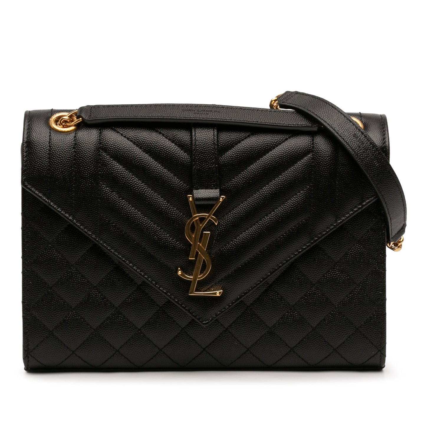 Saint Laurent Medium Grain De Poudre Triquilt Monogram Envelope Bag