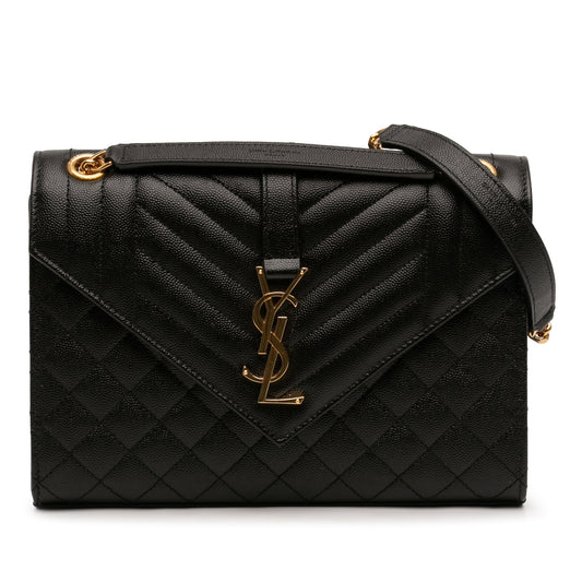 Saint Laurent Medium Grain De Poudre Triquilt Monogram Envelope Bag