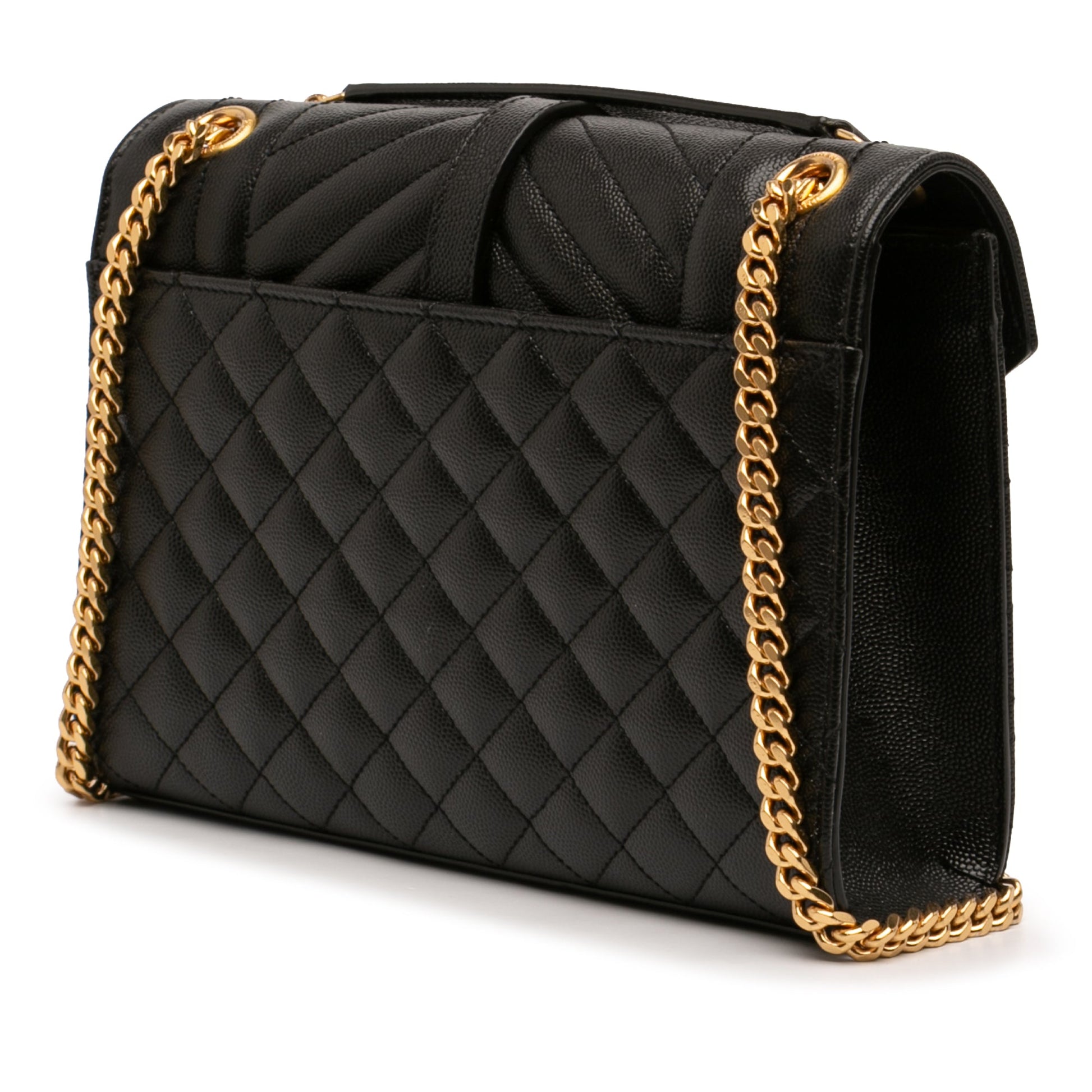 Saint Laurent Medium Grain De Poudre Triquilt Monogram Envelope Bag