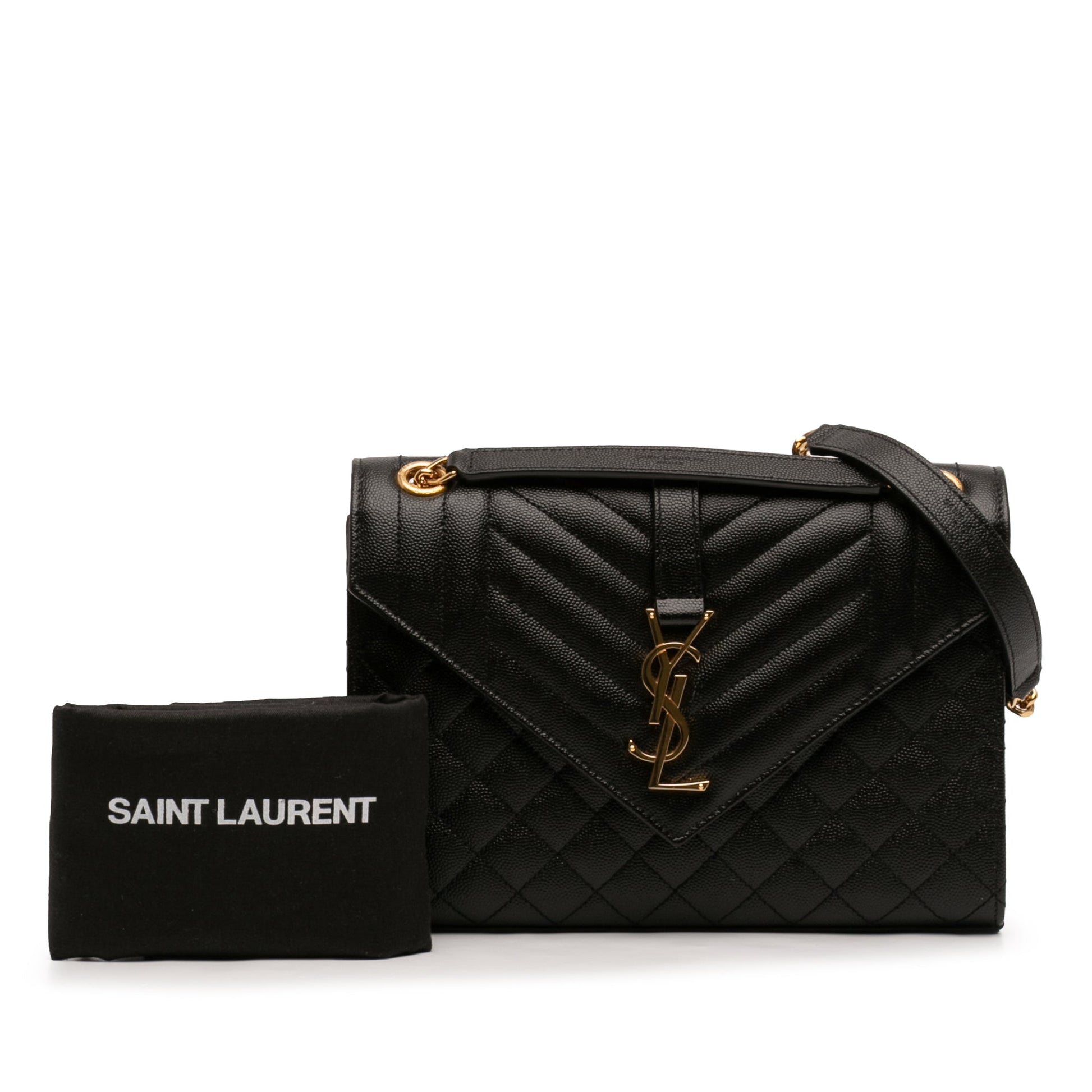 Saint Laurent Medium Grain De Poudre Triquilt Monogram Envelope Bag