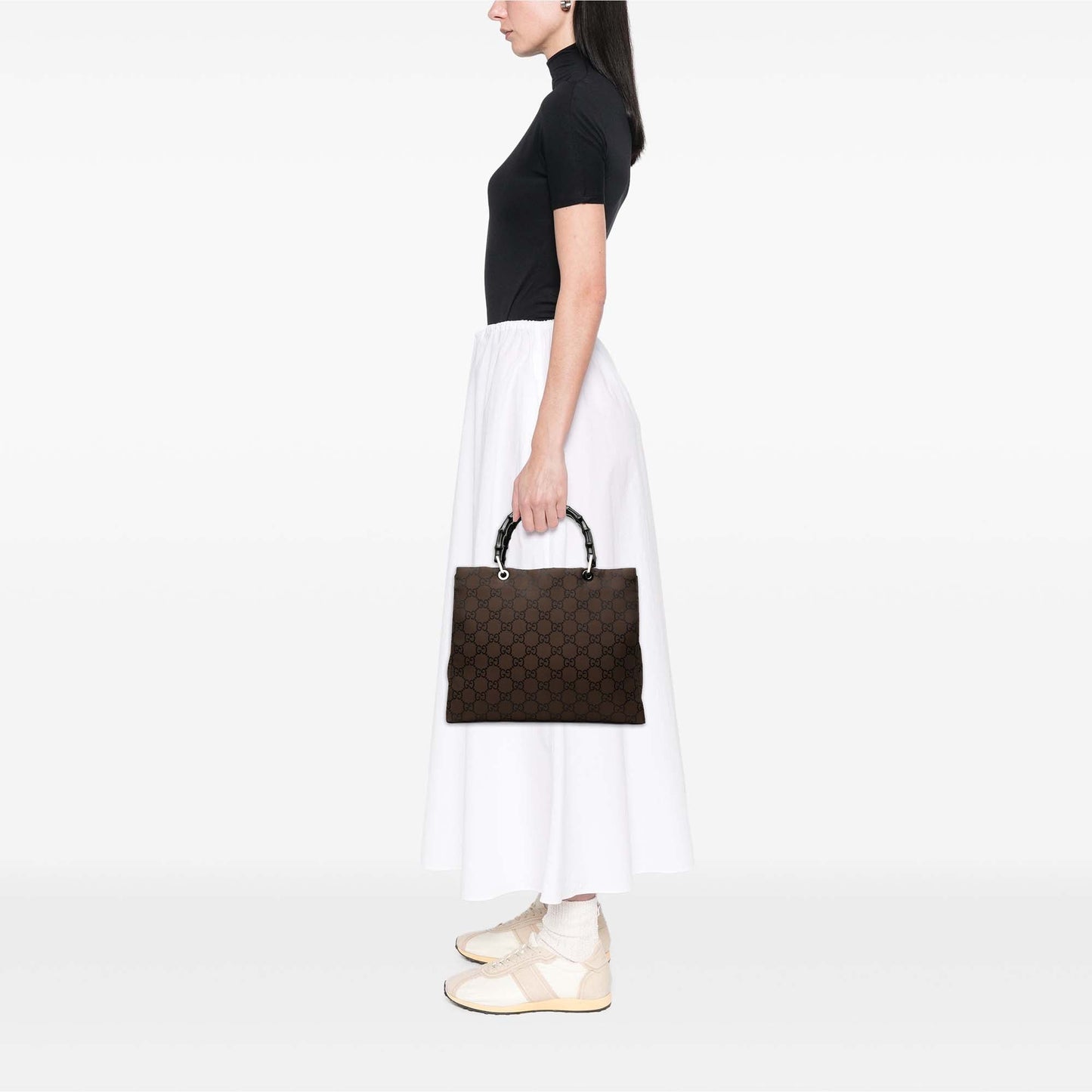 Gucci GG Nylon Bamboo Handbag