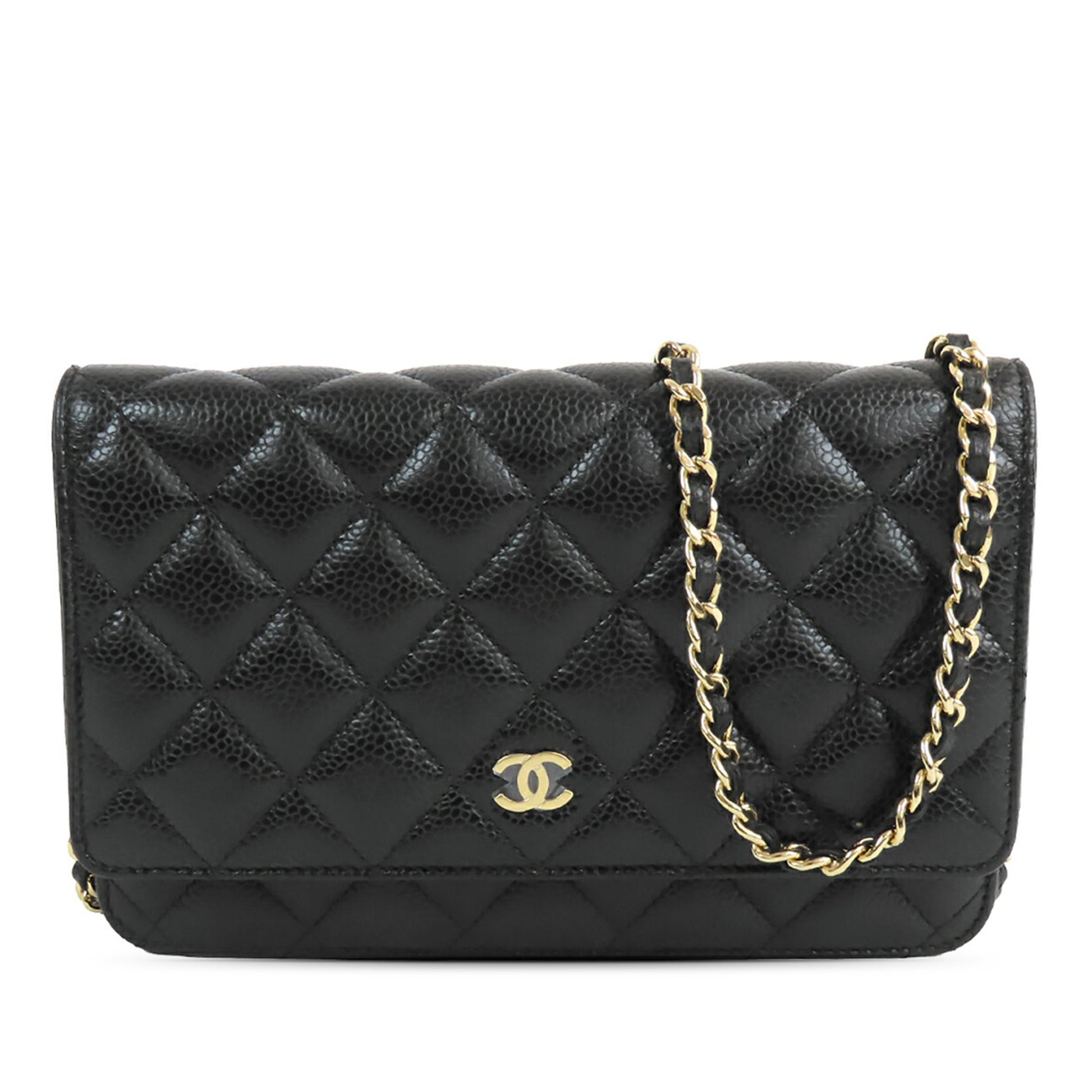 Chanel CC Quilted Caviar Wallet on Chain