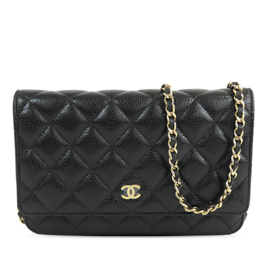 Chanel CC Quilted Caviar Wallet on Chain