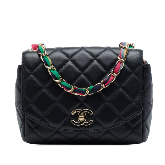 Chanel Small Quilted Lambskin Cocovado Ribbon Chain Flap