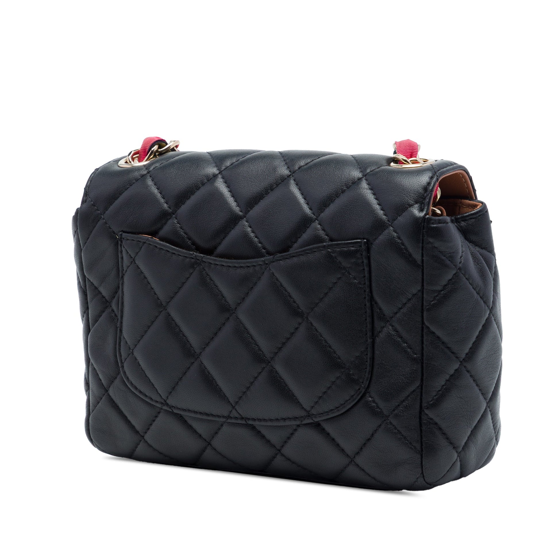 Chanel Small Quilted Lambskin Cocovado Ribbon Chain Flap