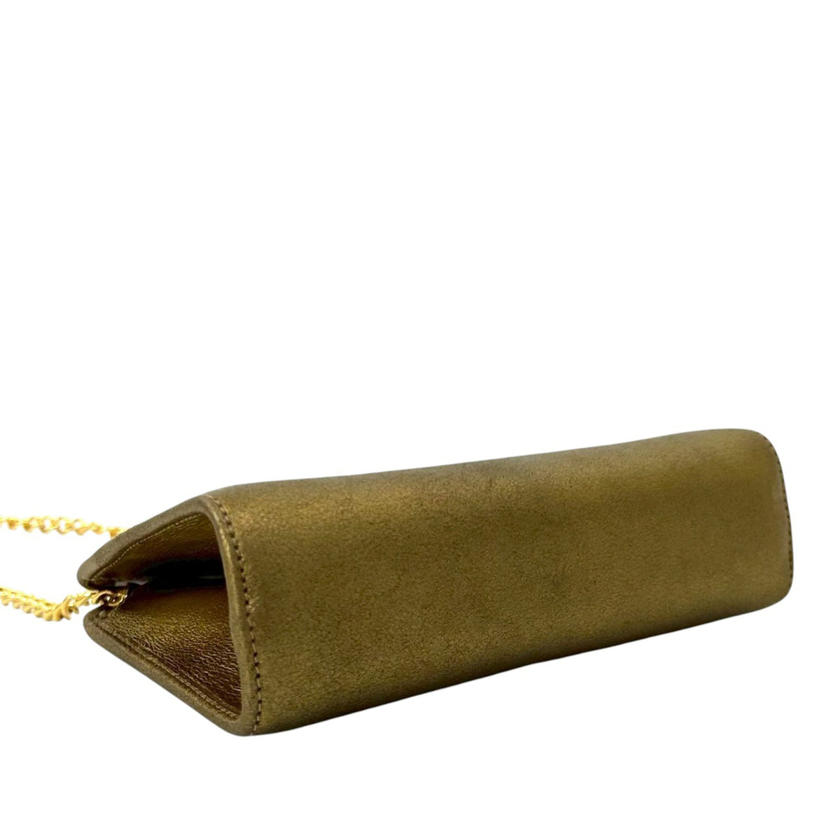 Ferragamo Metallic Leather Gancini Chain Crossbody — Gold
