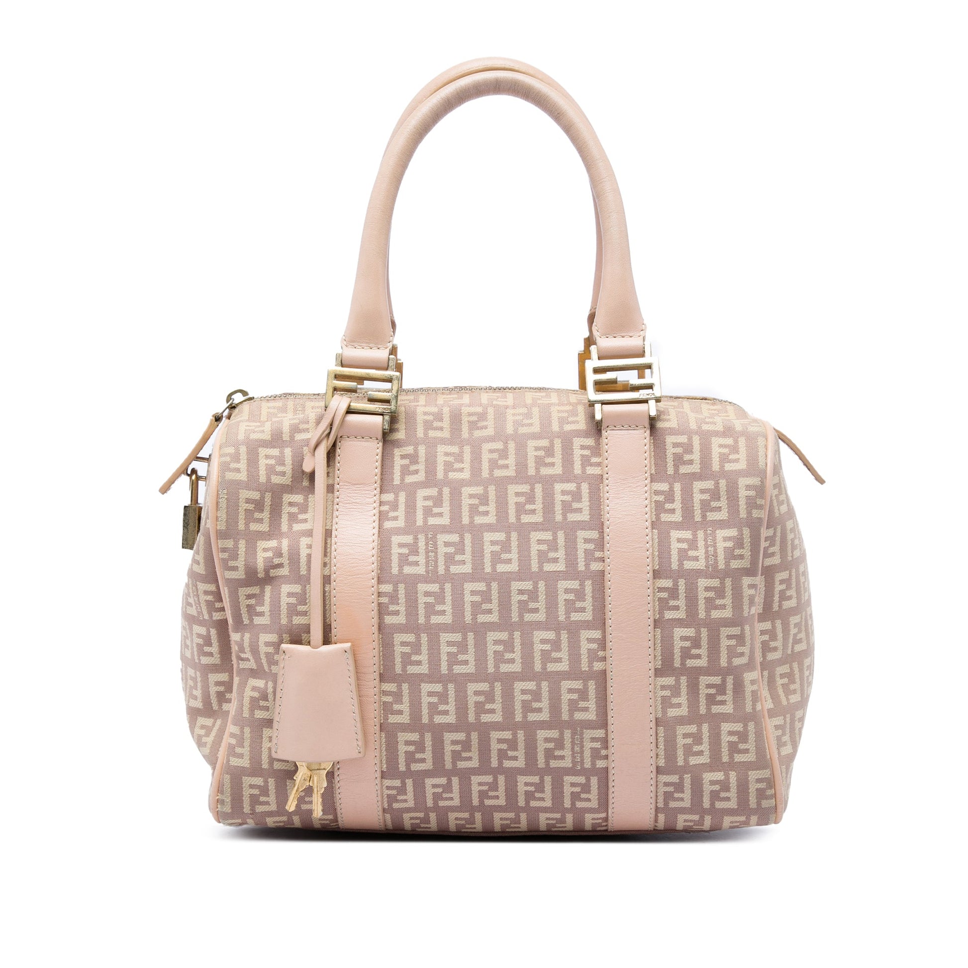 Fendi Small Zucchino Canvas Forever Bauletto Boston Bag