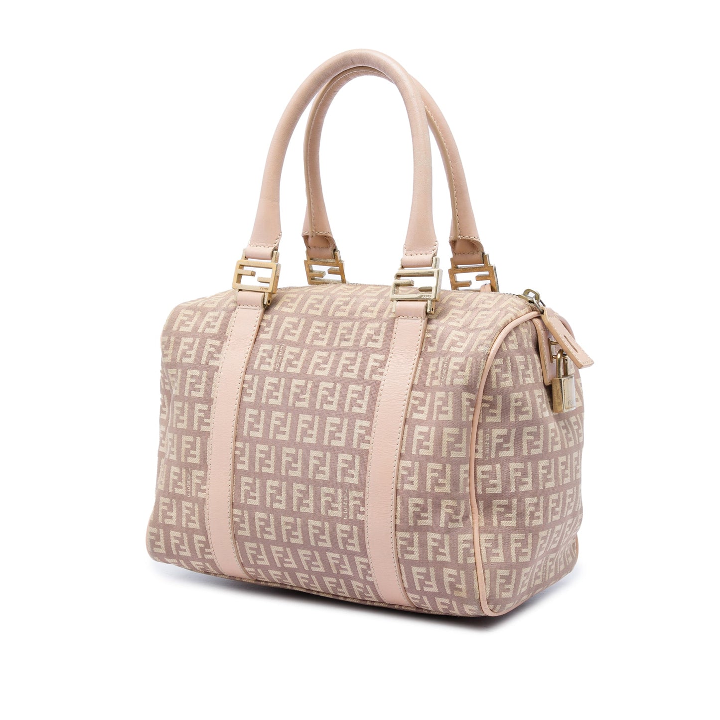 Fendi Small Zucchino Canvas Forever Bauletto Boston Bag