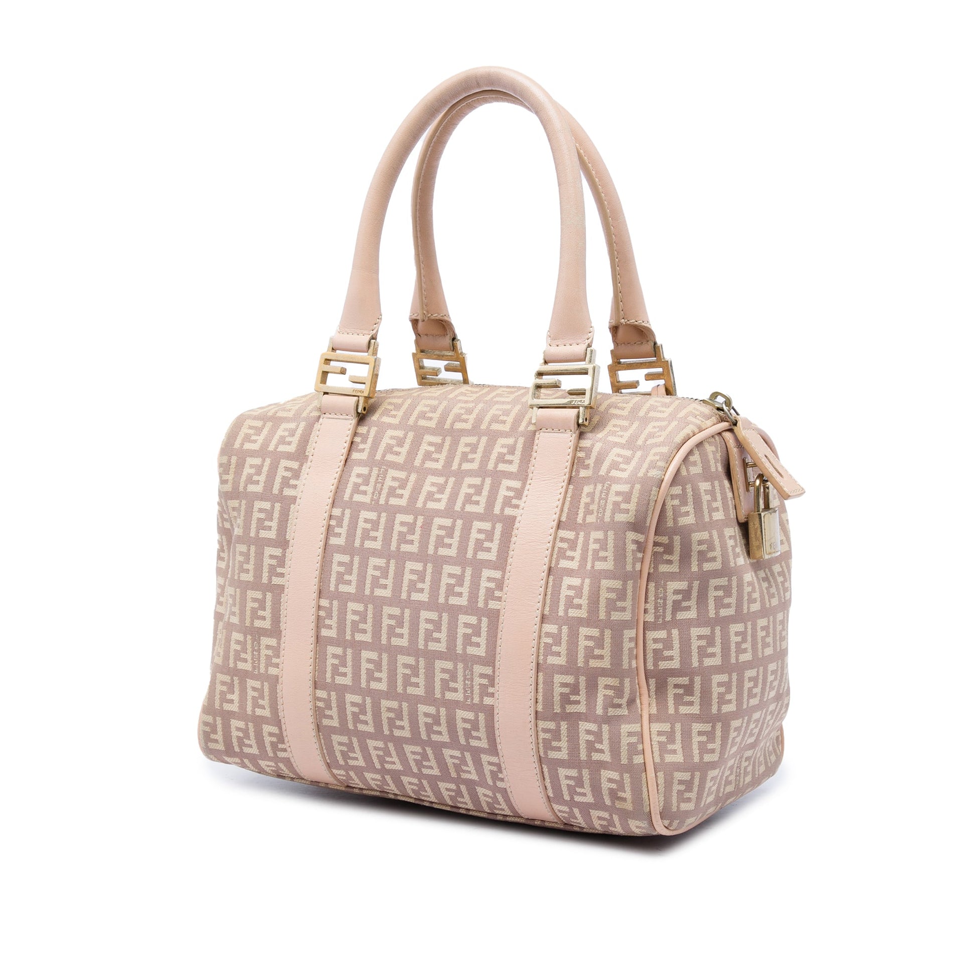 Fendi Small Zucchino Canvas Forever Bauletto Boston Bag