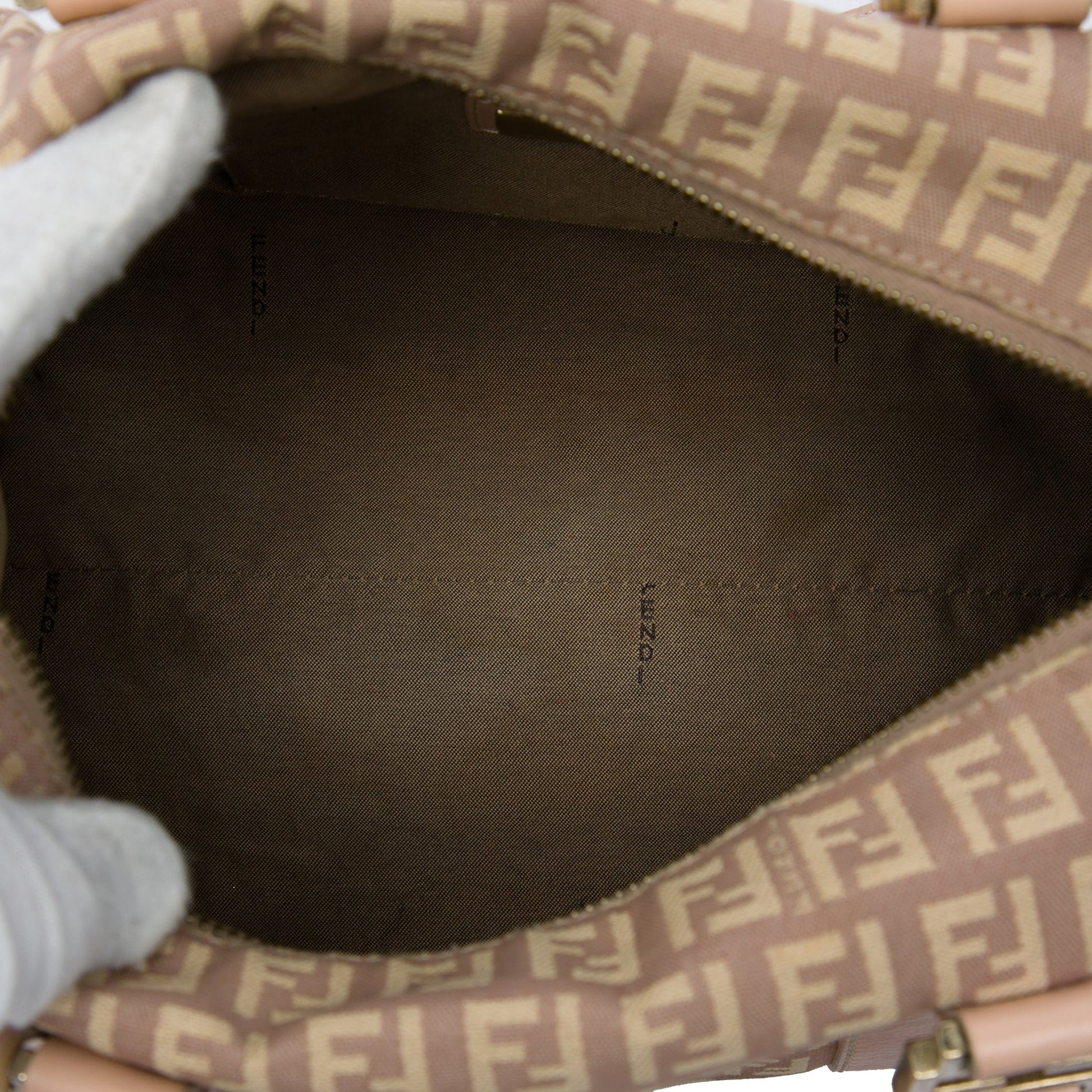 Fendi Small Zucchino Canvas Forever Bauletto Boston Bag