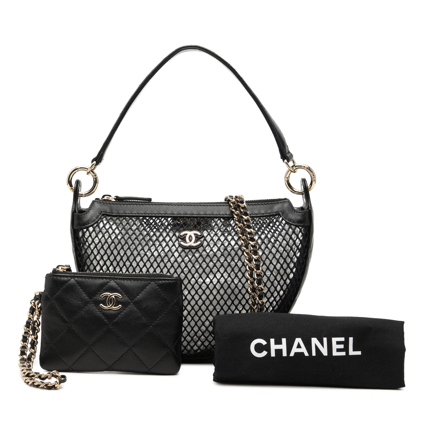 Chanel CC Mesh and Quilted Shiny Lambskin Chain Hobo