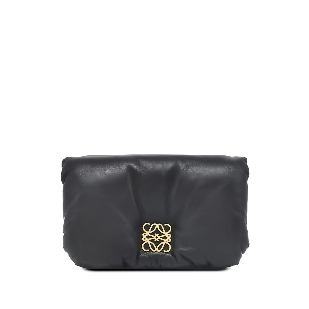 LOEWE Mini Shiny Lambskin Goya Puffer Bag — Black