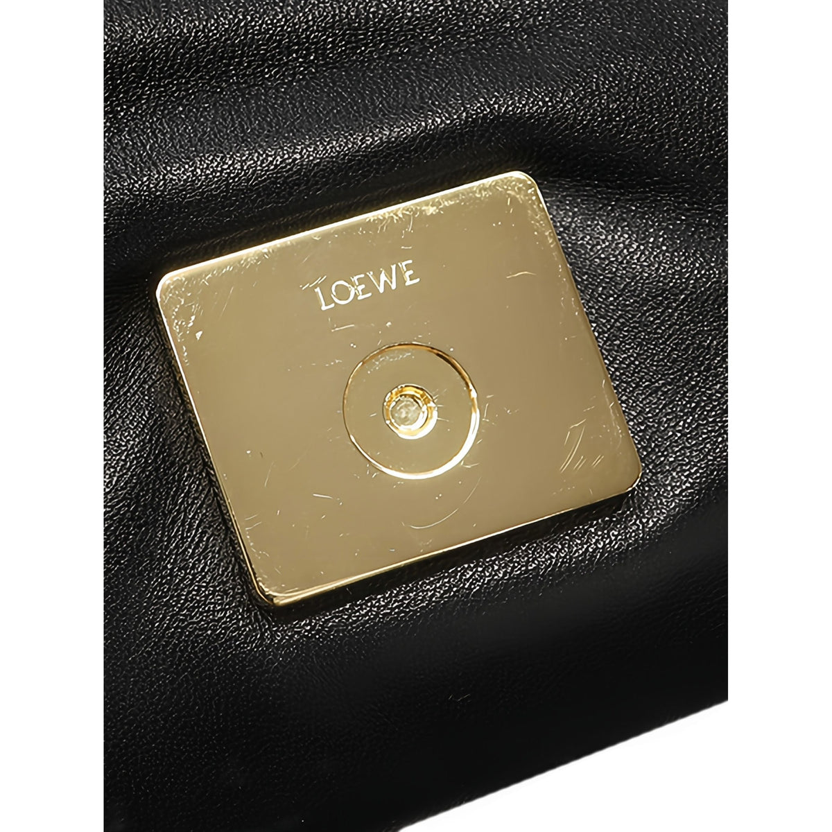 LOEWE Mini Shiny Lambskin Goya Puffer Bag — Black