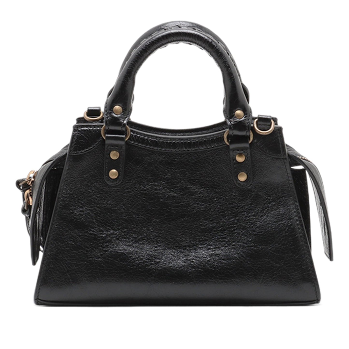 Balenciaga Mini Lambskin Embellished Motocross Neo Classic City Satchel