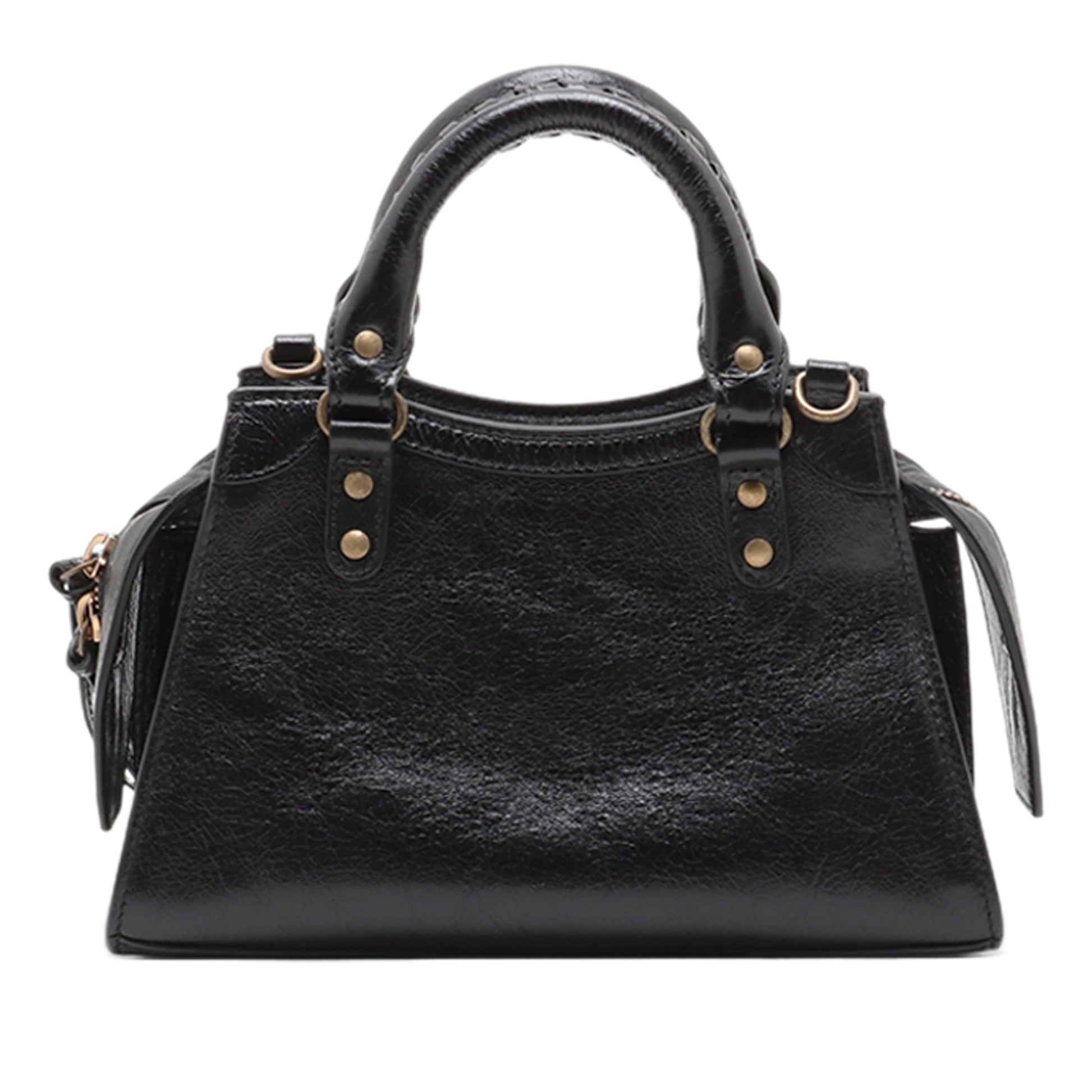 Balenciaga Mini Lambskin Embellished Motocross Neo Classic City Satchel