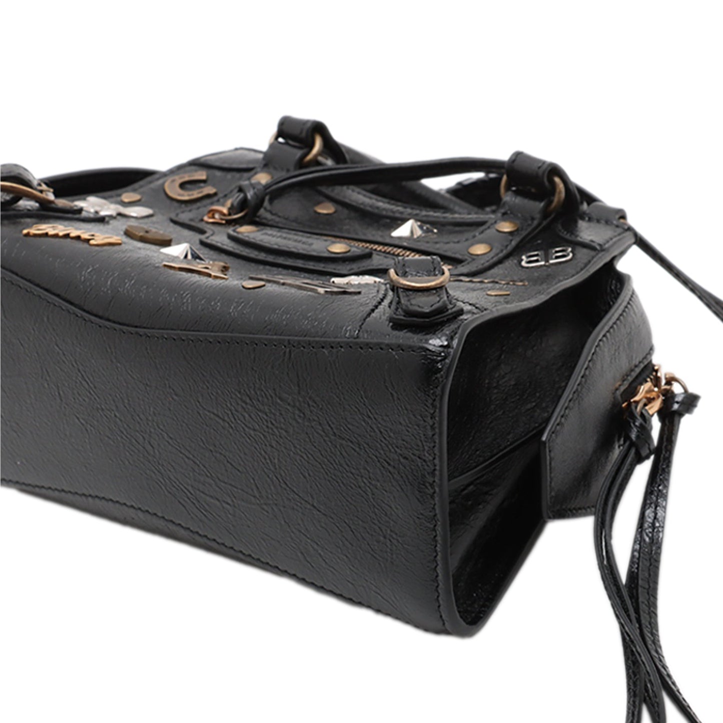 Balenciaga Mini Lambskin Embellished Motocross Neo Classic City Satchel