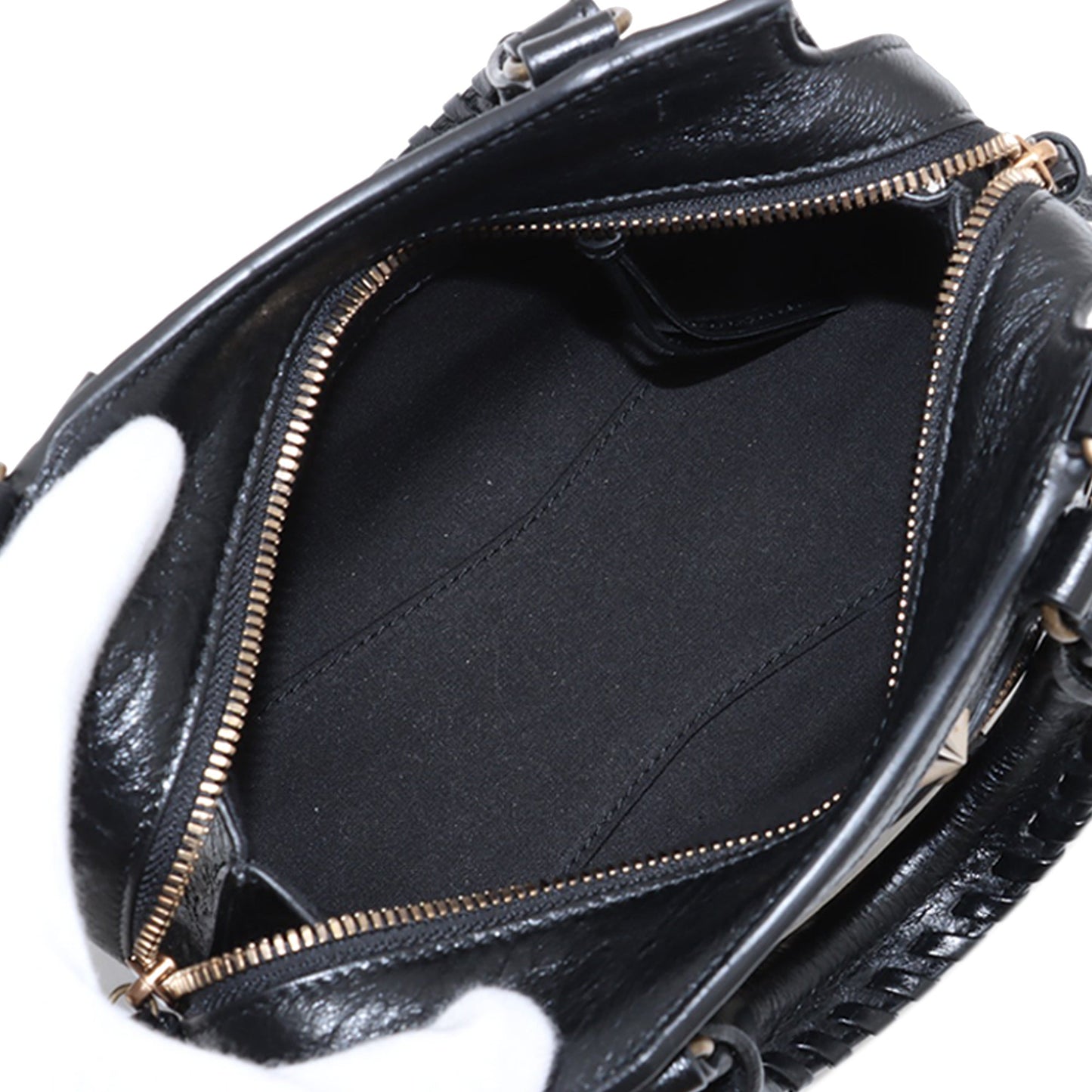 Balenciaga Mini Lambskin Embellished Motocross Neo Classic City Satchel