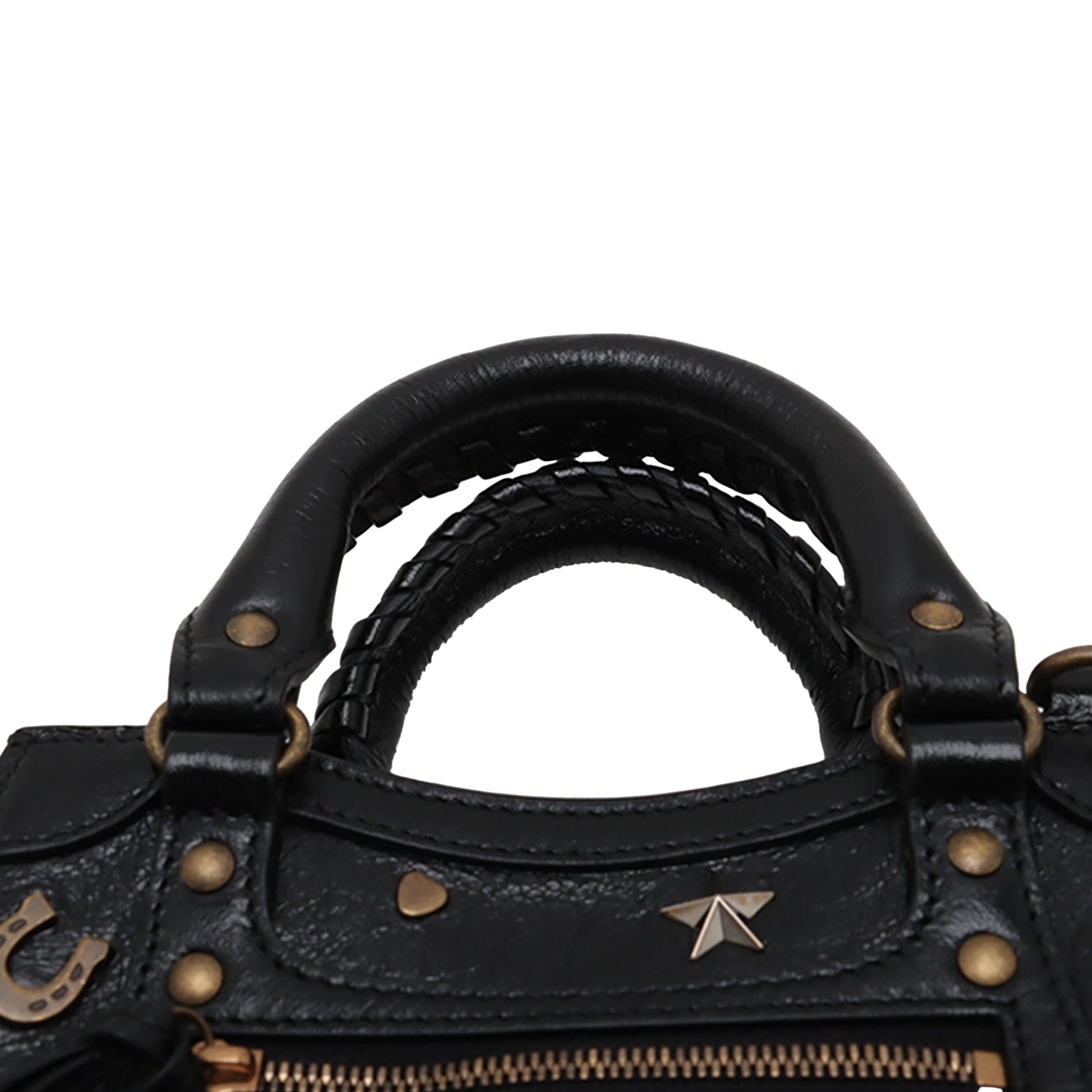 Balenciaga Mini Lambskin Embellished Motocross Neo Classic City Satchel