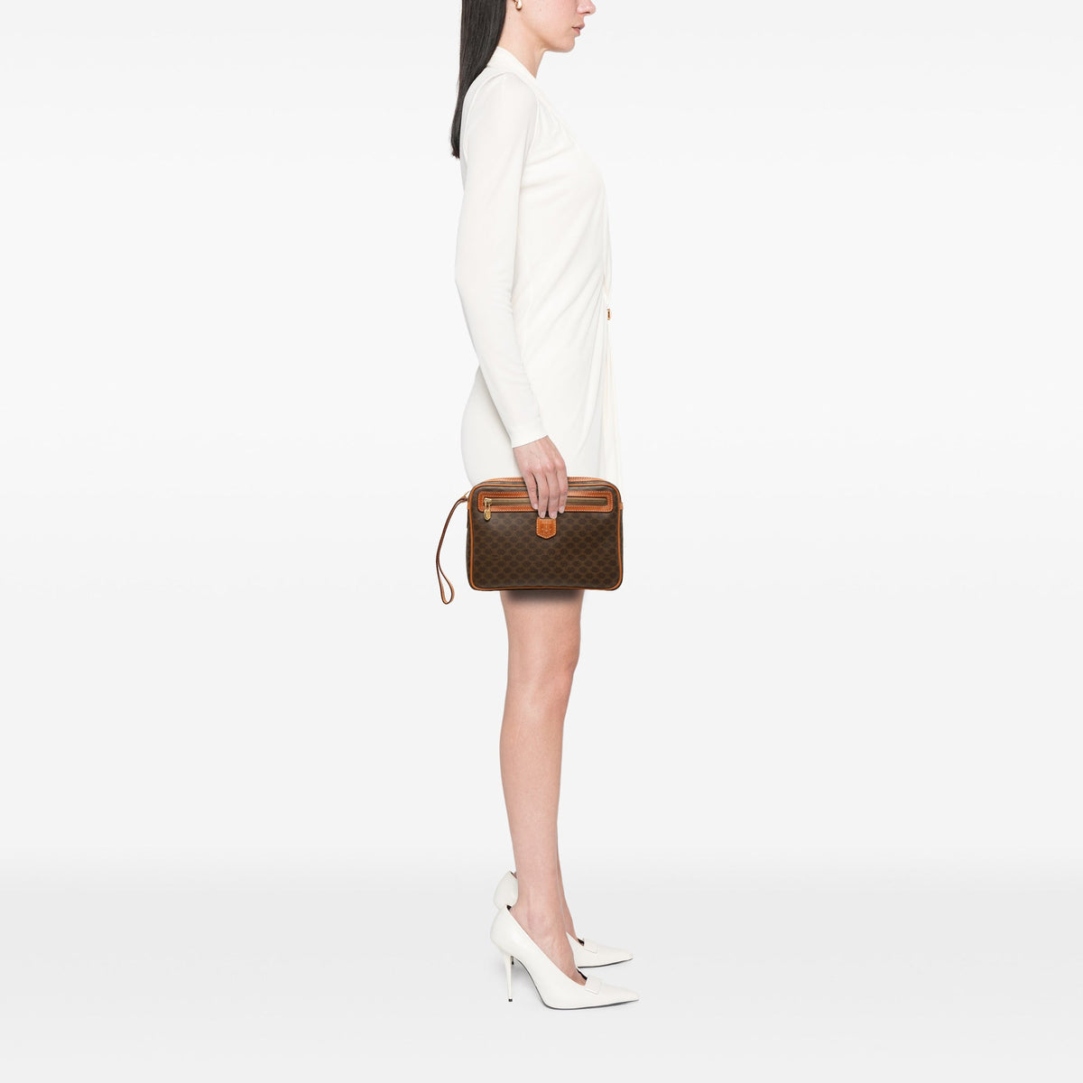 Celine Macadam Coated Canvas Clutch