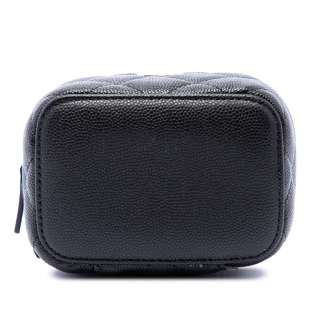 Chanel Mini Quilted Caviar Pearl On Top Vanity Case With Chain — Black