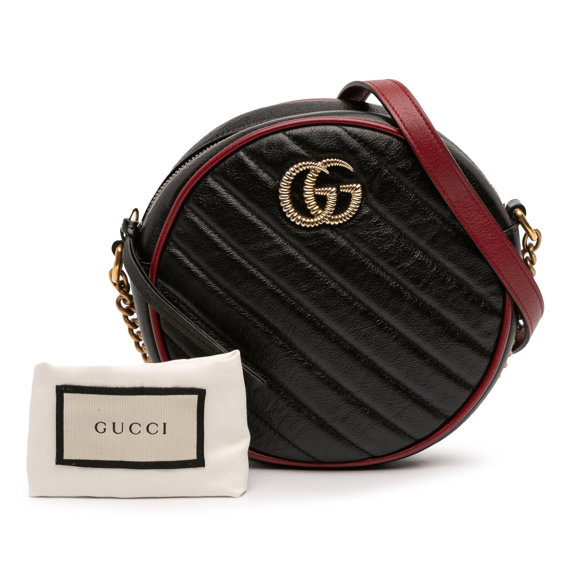 Gucci Mini GG Marmont Matelasse Leather Torchon Round Crossbody