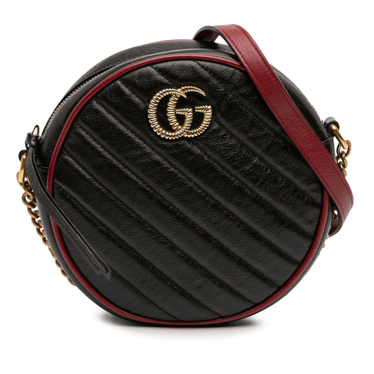 Gucci Mini GG Marmont Matelasse Leather Torchon Round Crossbody