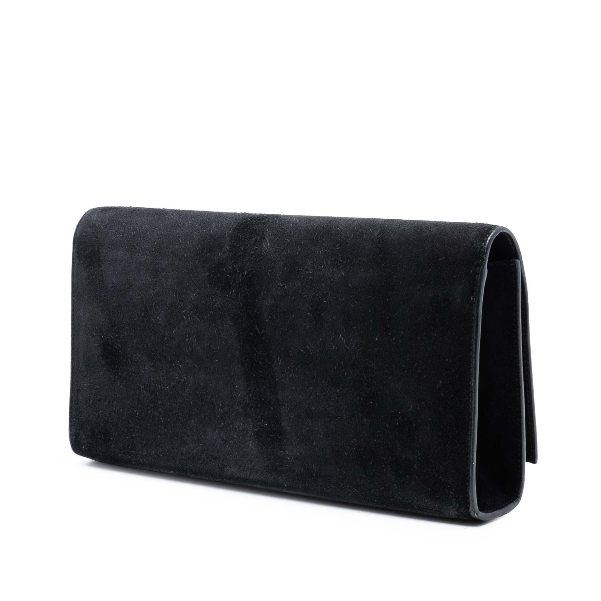 Saint Laurent Suede Monogram Kate Tassel Clutch