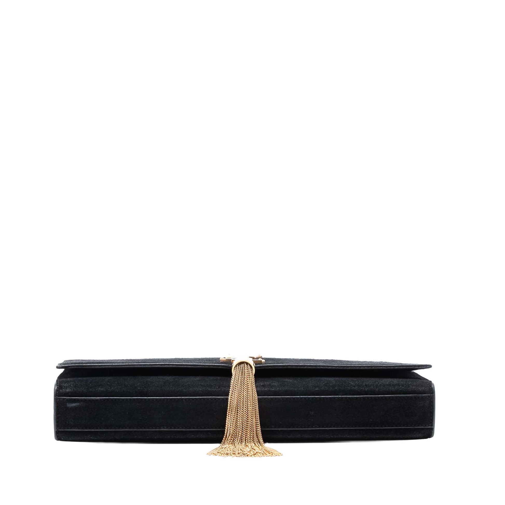 Saint Laurent Suede Monogram Kate Tassel Clutch
